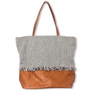 Sole Society Nautical Leather Frayed Hem Tote Bag